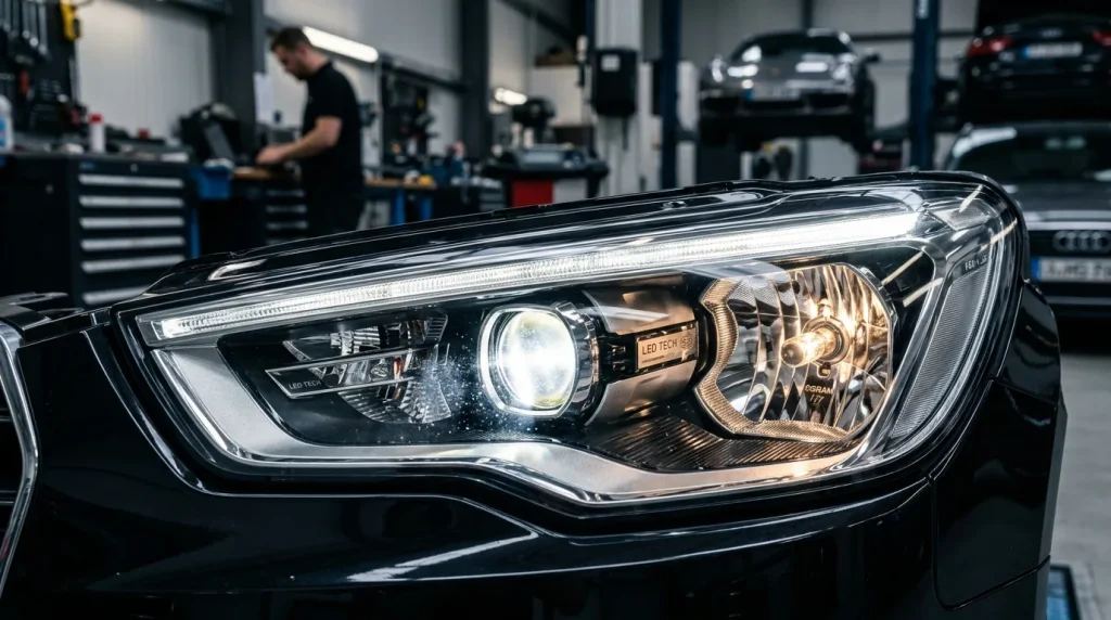Jaké žárovky do Octavia 2 facelift? Výběr optimálního osvětlení pro váš vůz 1 Přední světlomety automobilu Škoda Octavia 2 a přehled správných typů žárovek pro potkávací i dálková světla